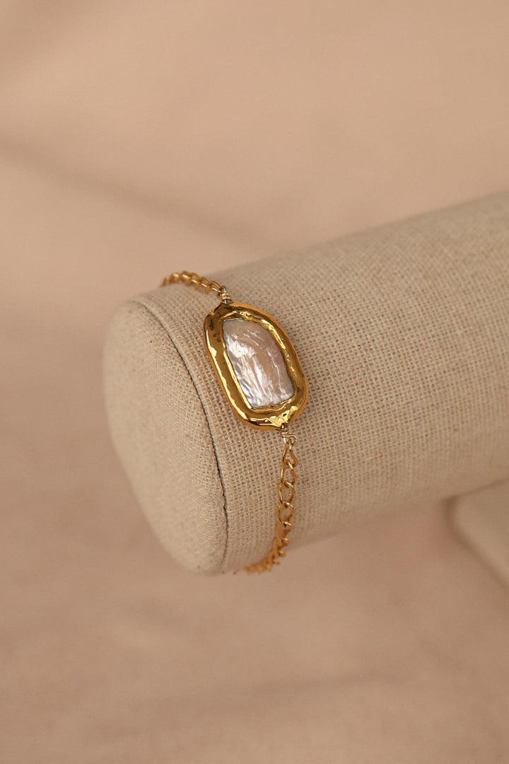 Pulsera chapa de oro perla cultivada