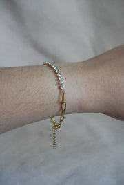 Pulsera de eslabones con zirconias en acero inoxidable