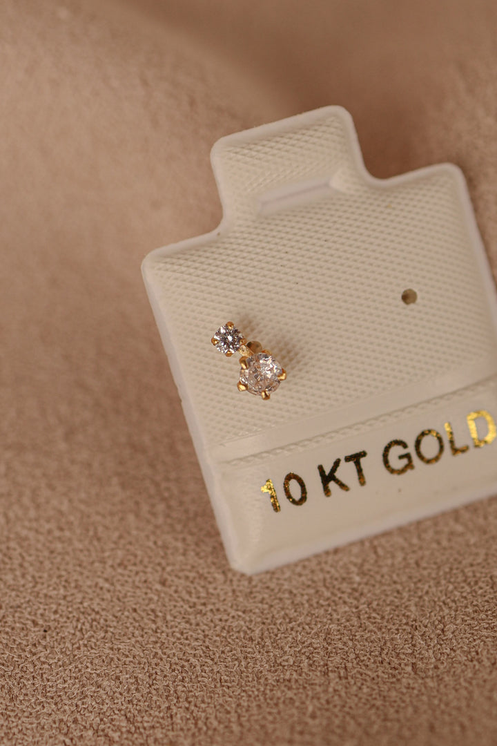 Broquel doble zirconia oro 10 kilates