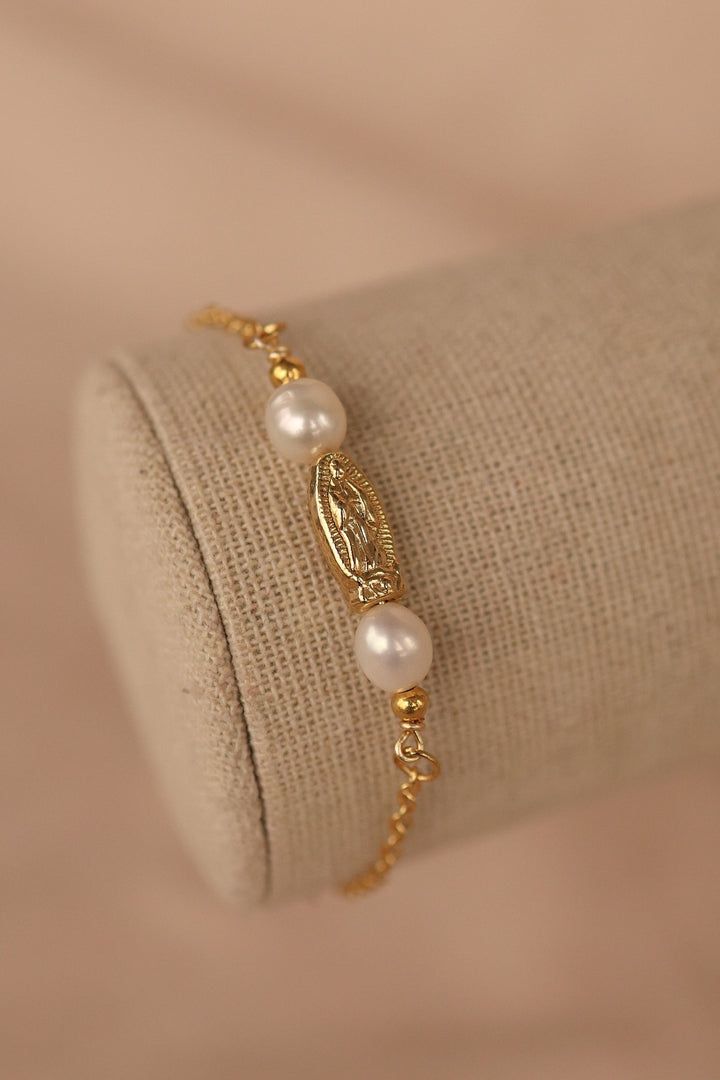 Pulsera chapa de oro con virgen de Guadalupe