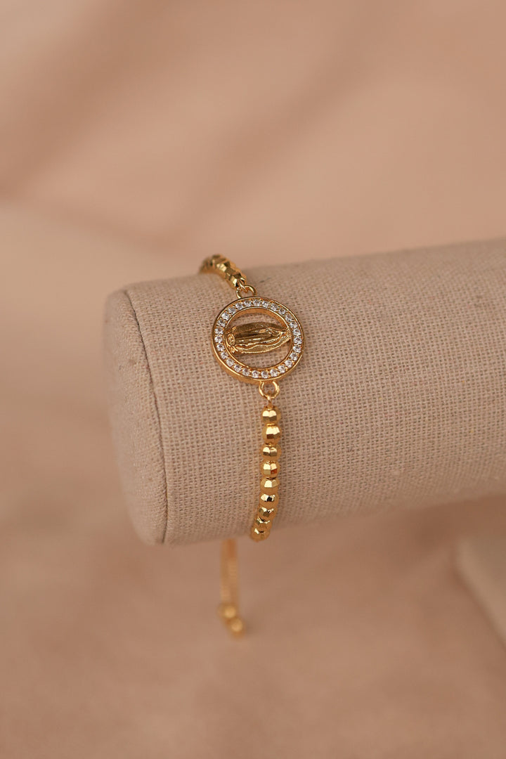 Pulsera ajustable chapa de oro virgen de Guadalupe