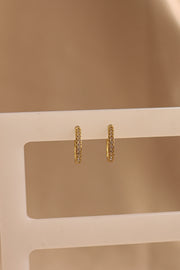 Arracada mediana chapa de oro con zirconia delgada