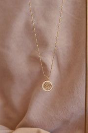 Collar chapa de oro árbol de la vida