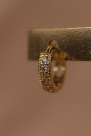 Arracada mini 2 chapa de oro con zirconias