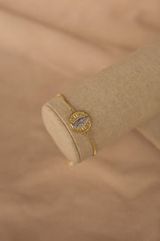 Pulsera ajustable chapa de oro virgen de Guadalupe bicolor.