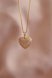 Collar chapa de oro corazón con zirconias