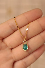 Collar chapa de oro con piedra semipreciosa