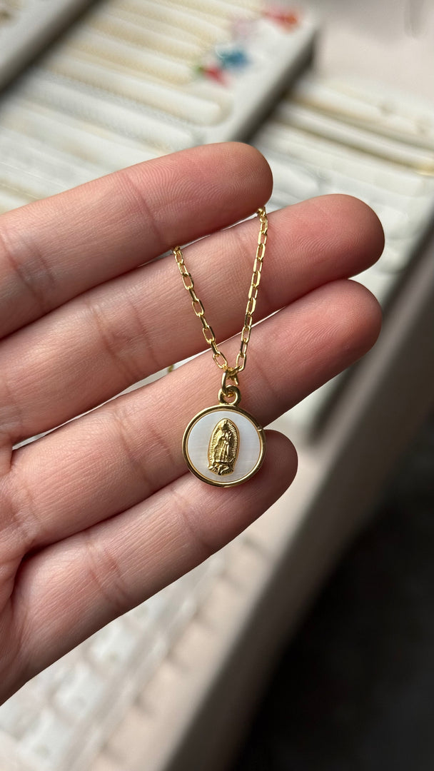 Collar virgen Maria chapa de oro