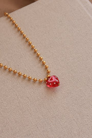 Collar acero inoxidable con corazón rojo