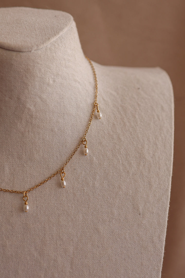 Collar acero inoxidable con perla cristal