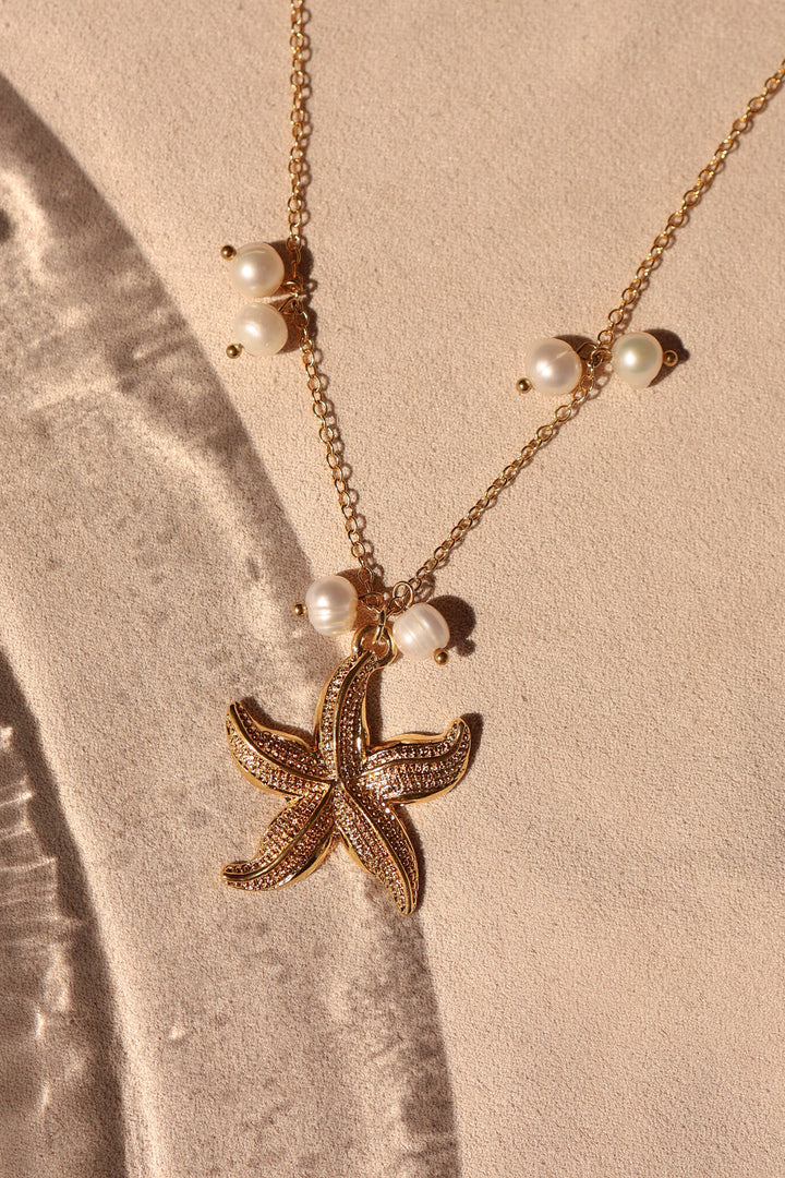 Collar chapa de oro estrella de mar