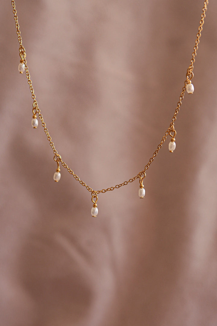 Collar acero inoxidable con perla cristal
