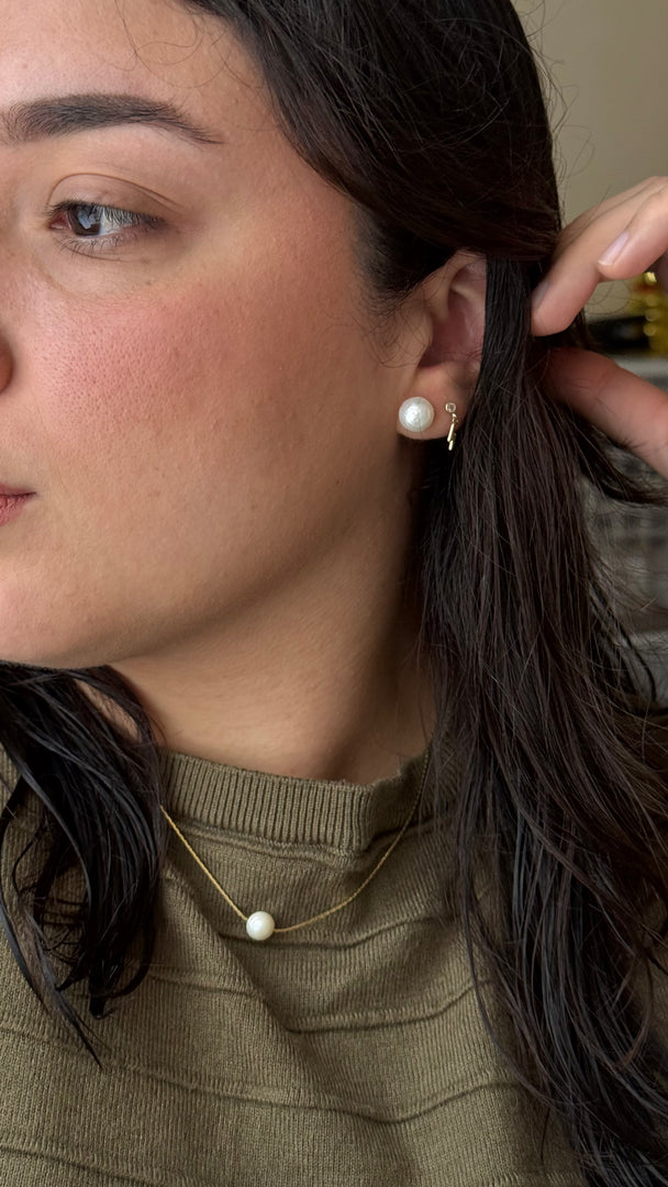 Collar chapa de oro y perla del río